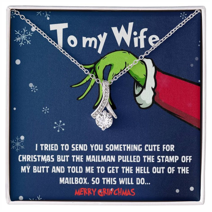 To My Wife | Merry Greenmas - Alluring Beauty Necklace - Funny Green Inspired Message Card - Alluring Beauty Necklace