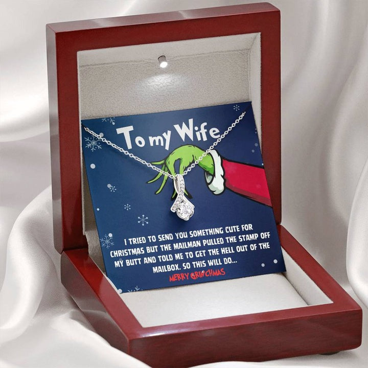 To My Wife | Merry Greenmas - Alluring Beauty Necklace - Funny Green Inspired Message Card - Alluring Beauty Necklace