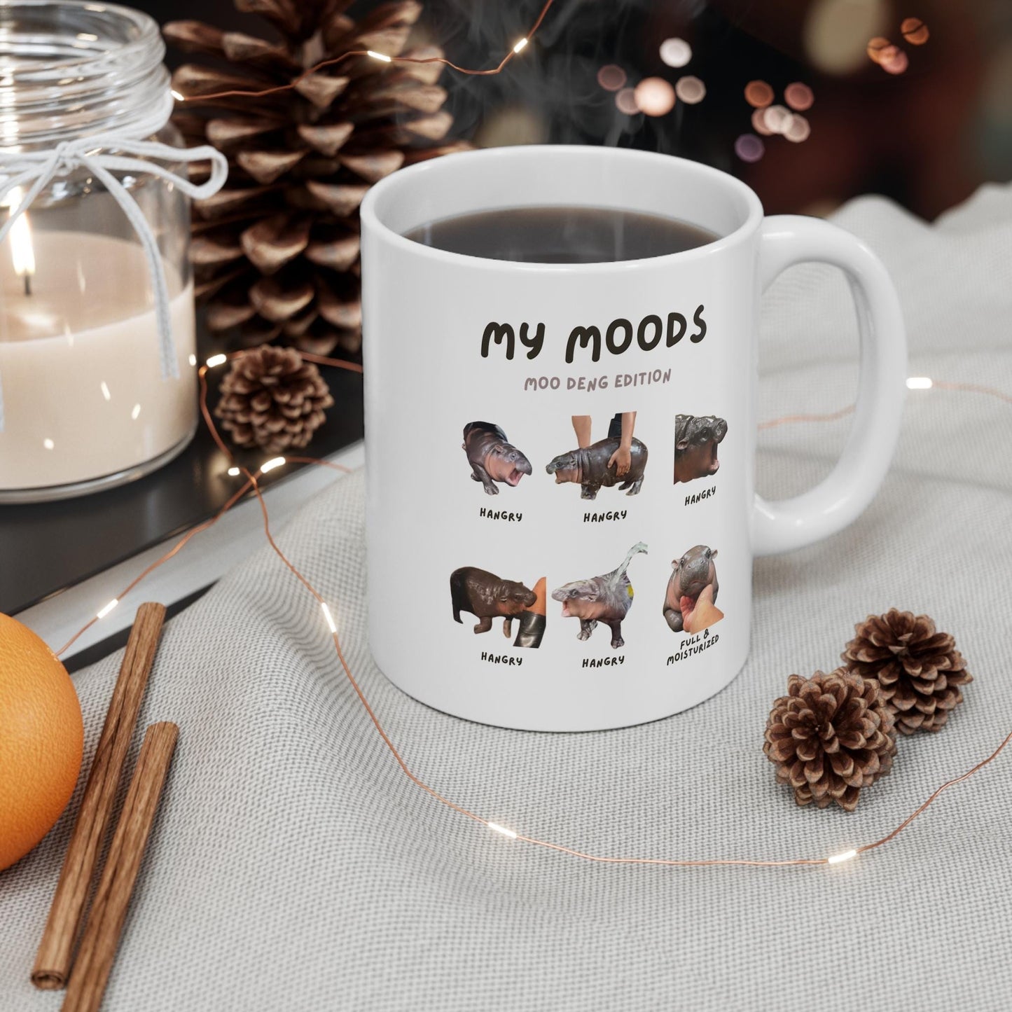 Moo Deng Mood Sassy Hippo Mug Cute Funny Gift