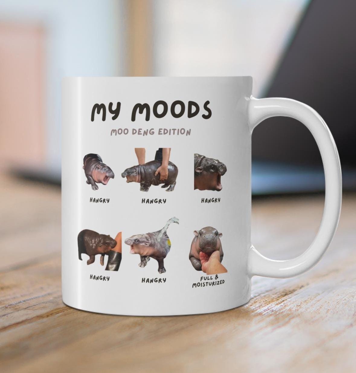 Moo Deng Mood Sassy Hippo Mug Cute Funny Gift