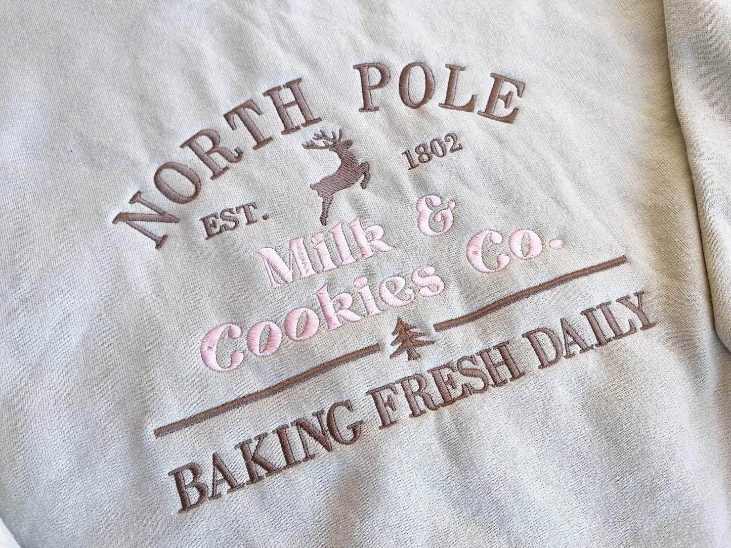 North Pole Cookie Co Sweatshirt, Embroidered Cookie Co Sweatshirt, Christmas Embroidered Sweatshirt, Winter Season Holiday