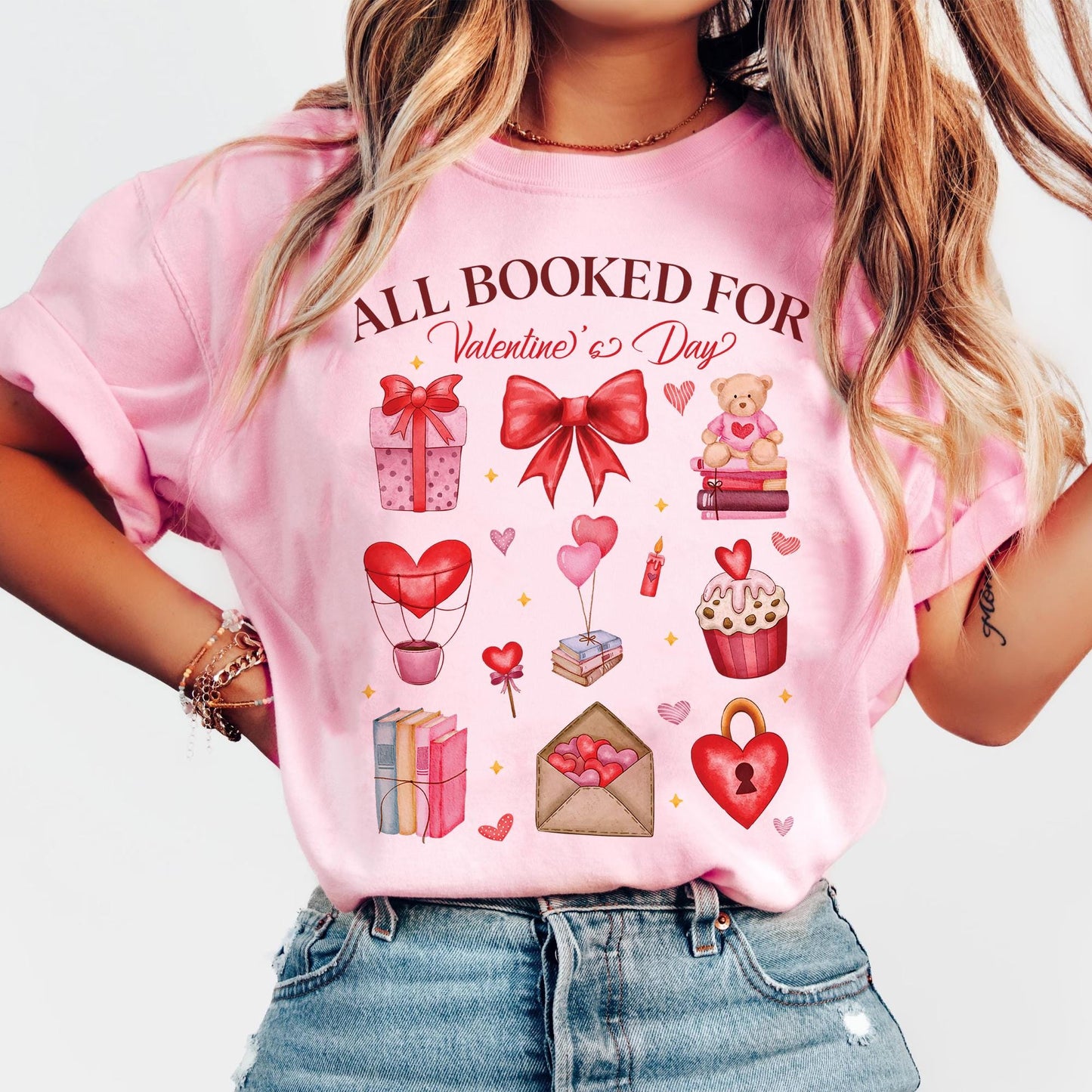 All Booked for Valentines Shirt, Teacher Valentine, Valentine Coquette, Book Lover Shirt, Valentine's Day Coquette Bow, Trendy Valentine Tee