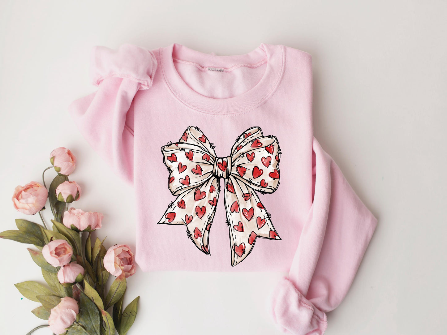 Coquette Valentine's Day Heart Bow Sweatshirt, Retro Valentines Day Bow Sweatshirt, Coquette Bow Valentine Gifts