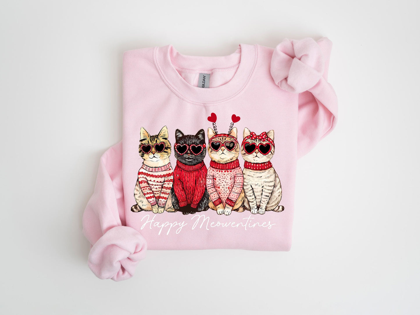 Valentine Cat Sweatshirt, Heart Love Cat Sweatshirt, Valentines Cat Lover Sweatshirt, Cupid Cat Cute Cat Cat Lover Gifts, Cat Mom Sweatshirt