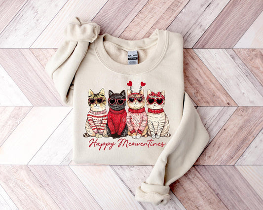 Valentine Cat Sweatshirt, Heart Love Cat Sweatshirt, Valentines Cat Lover Sweatshirt, Cupid Cat Cute Cat Cat Lover Gifts, Cat Mom Sweatshirt