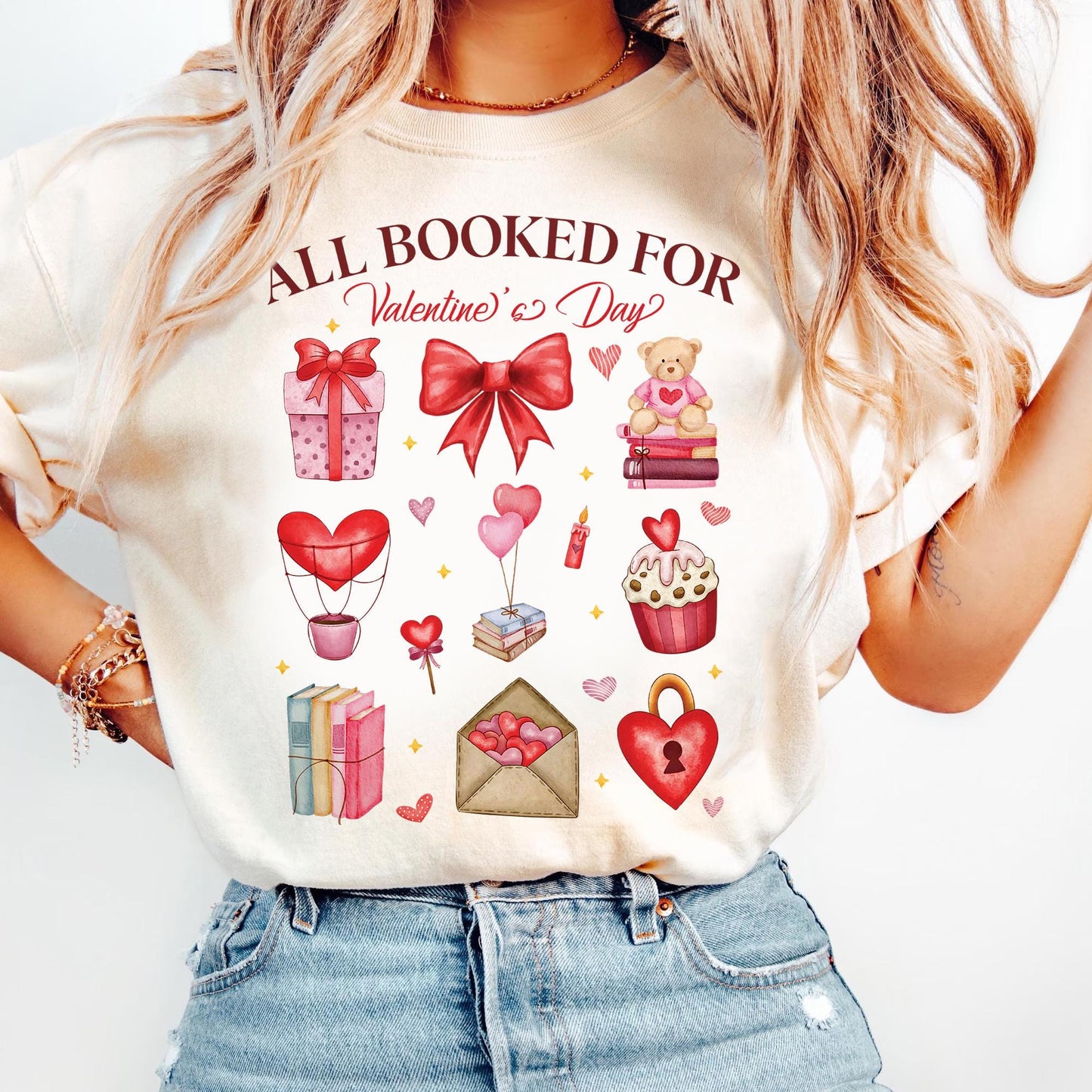 All Booked for Valentines Shirt, Teacher Valentine, Valentine Coquette, Book Lover Shirt, Valentine's Day Coquette Bow, Trendy Valentine Tee