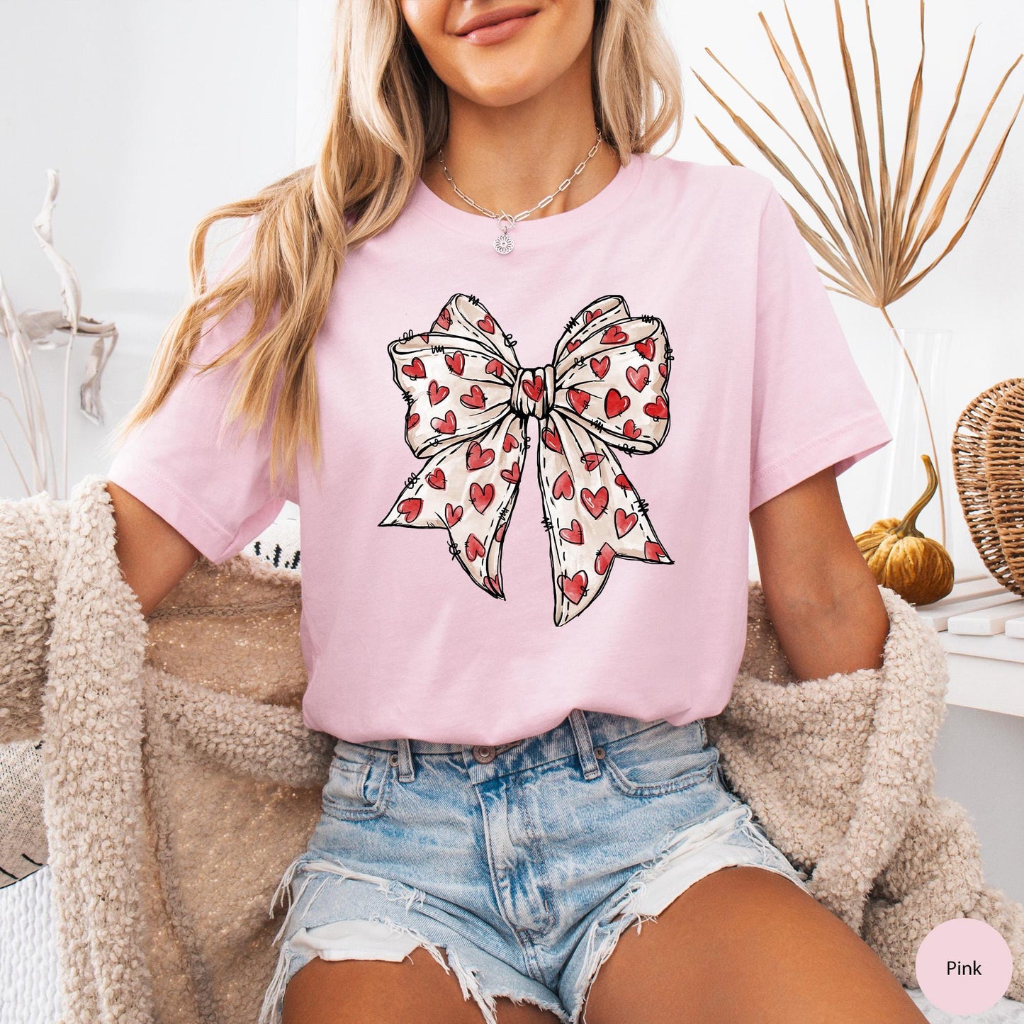 Valentines Day Heart Coquette Shirt, Retro Valentine Shirt, Valentines Day Bow Tshirt for Women, Cute Valentine Bow T Shirt, Heart T-Shirt