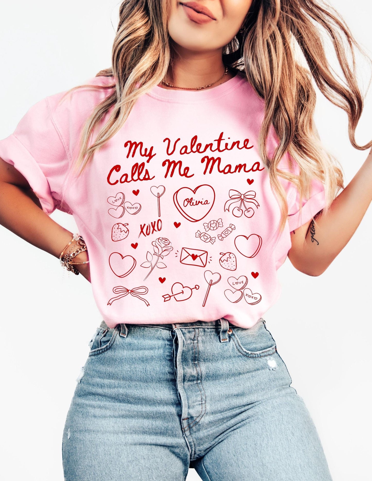 Valentines Mom Shirt Gift for Mom Valentines Day Mama Tee My Valentines Call Me Mama Gift For New Mom Single Mom Gift