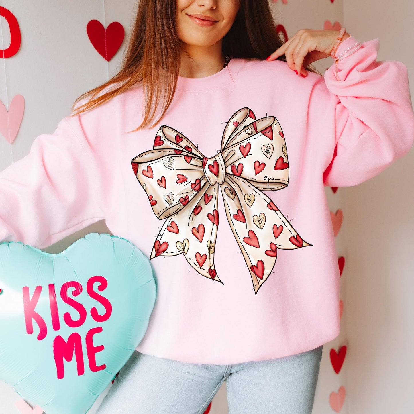 Valentine's Day Coquette Bow Shirt Heart Bow Valentine Shirt, Valentines Day Bow Shirt, XOXO Love Shirt, Valentine Gift