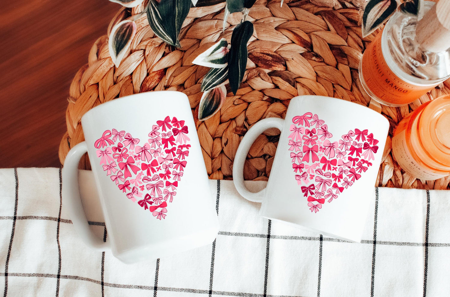 Cute Coquette Bow Mug Womens Love Mug Valentines Coquette Gift for Her Valentine Mug Mom Heart Cup Valentines Day XOXO Mug Coffee Mug Pink